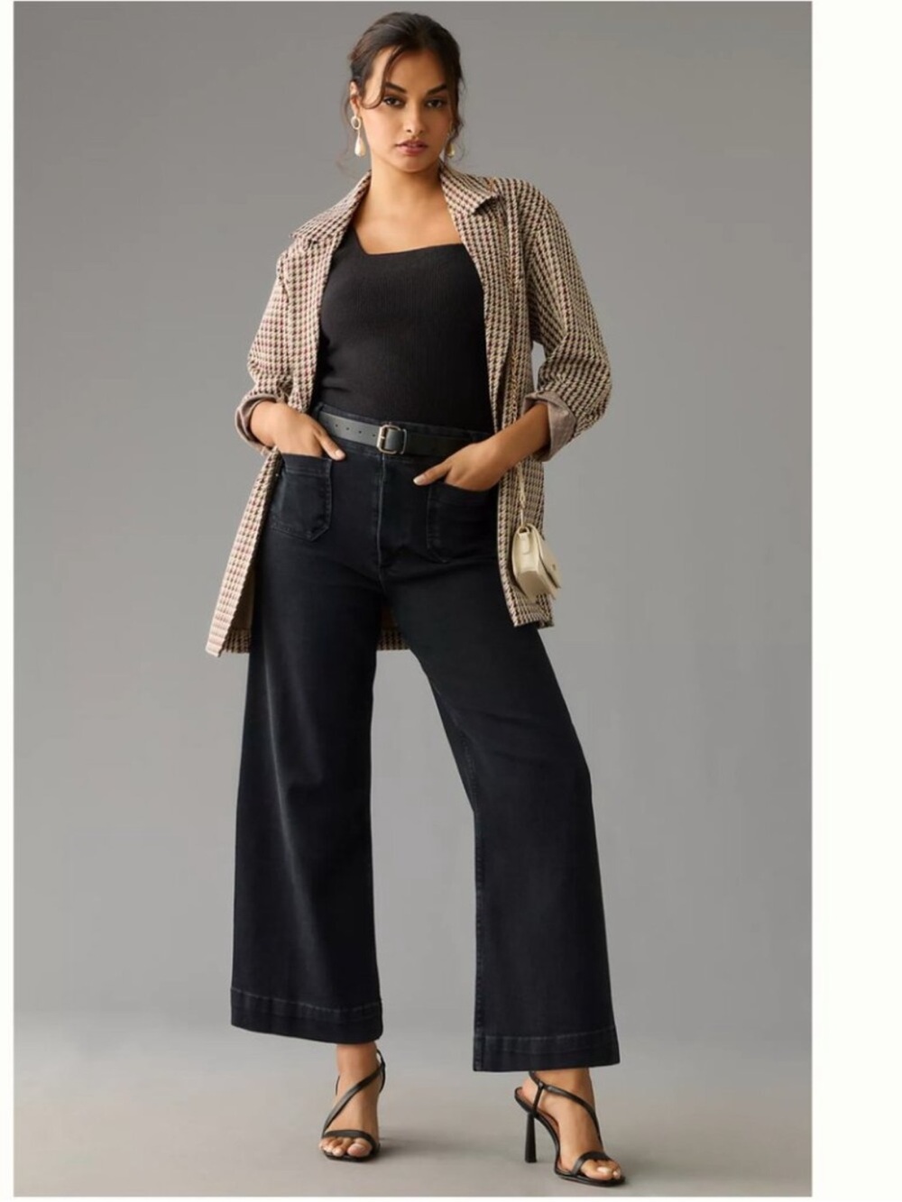 Anthropologie Maeve Jeans Colette Wide Leg Cropped in Black Wash